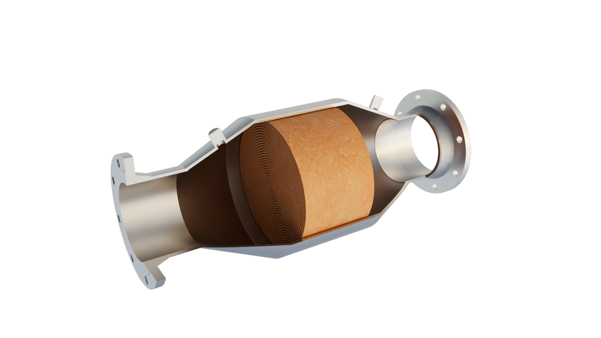Interior cutaway of an Axces odor control train showing the packed scrubber bed and activated-carbon polishing stage