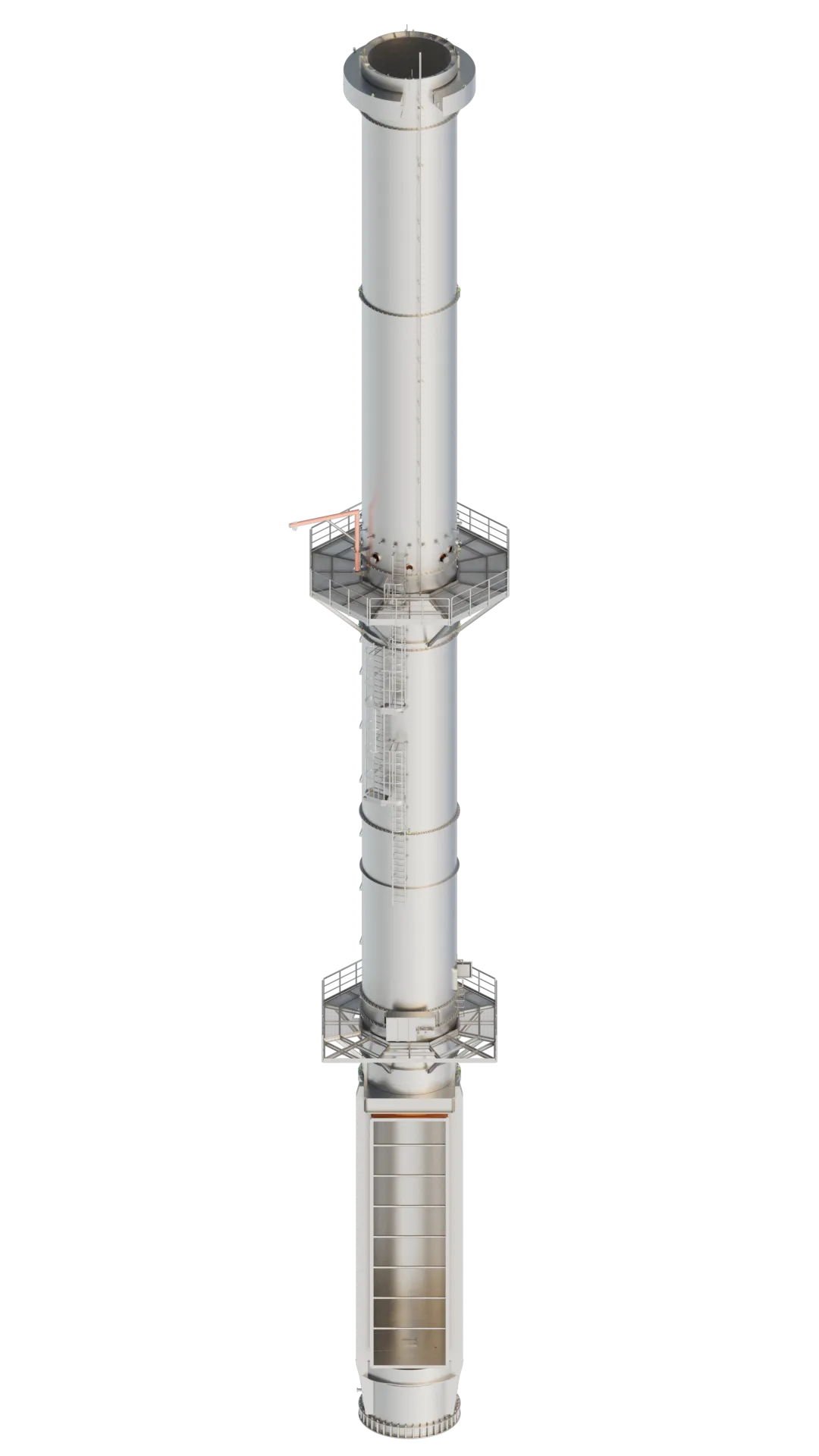 Render of an Axces freestanding single-flue industrial steel stack