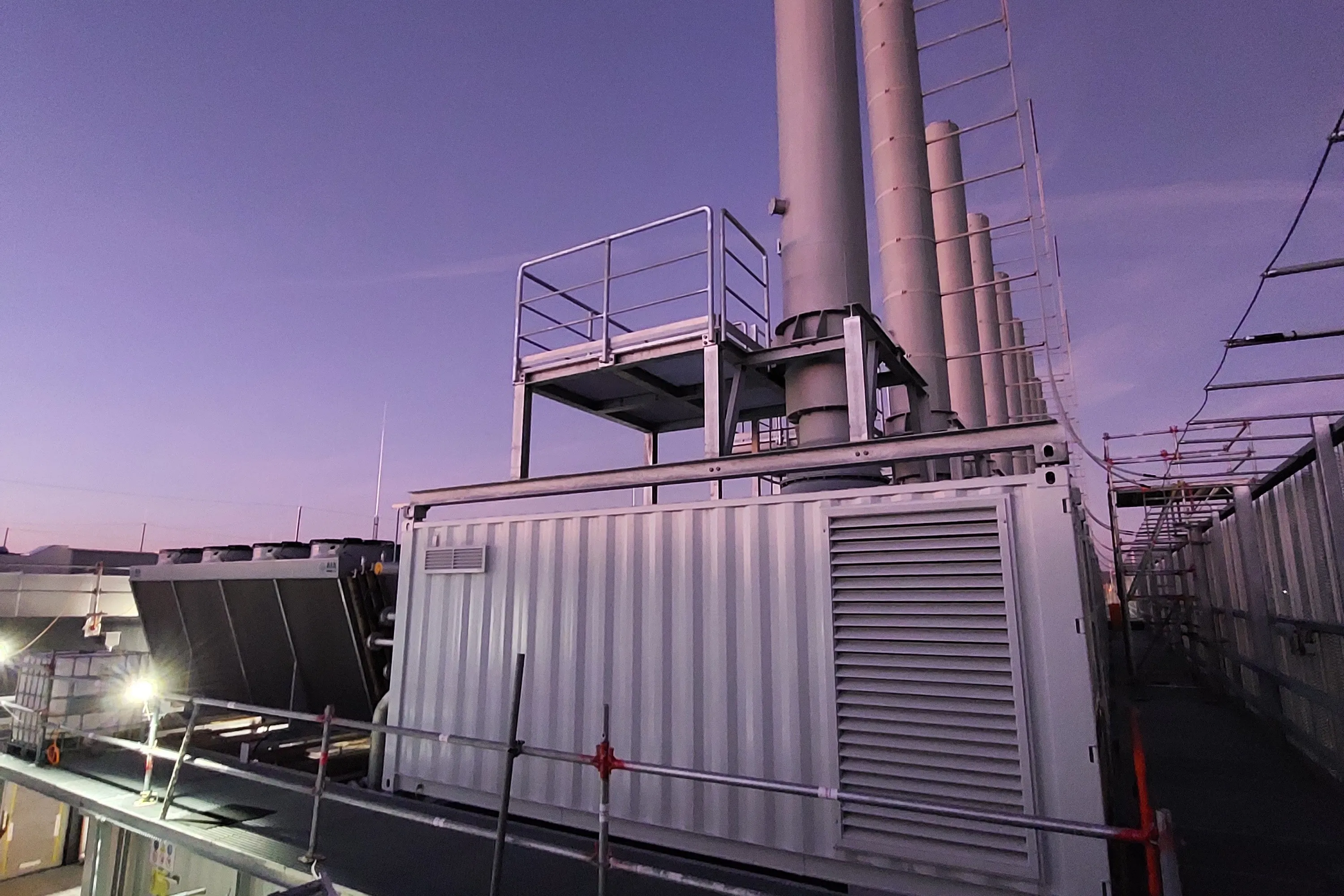 Axces containerised DOC, DPF and SCR emission and exhaust systems for datacenter emergency generators, Zurich