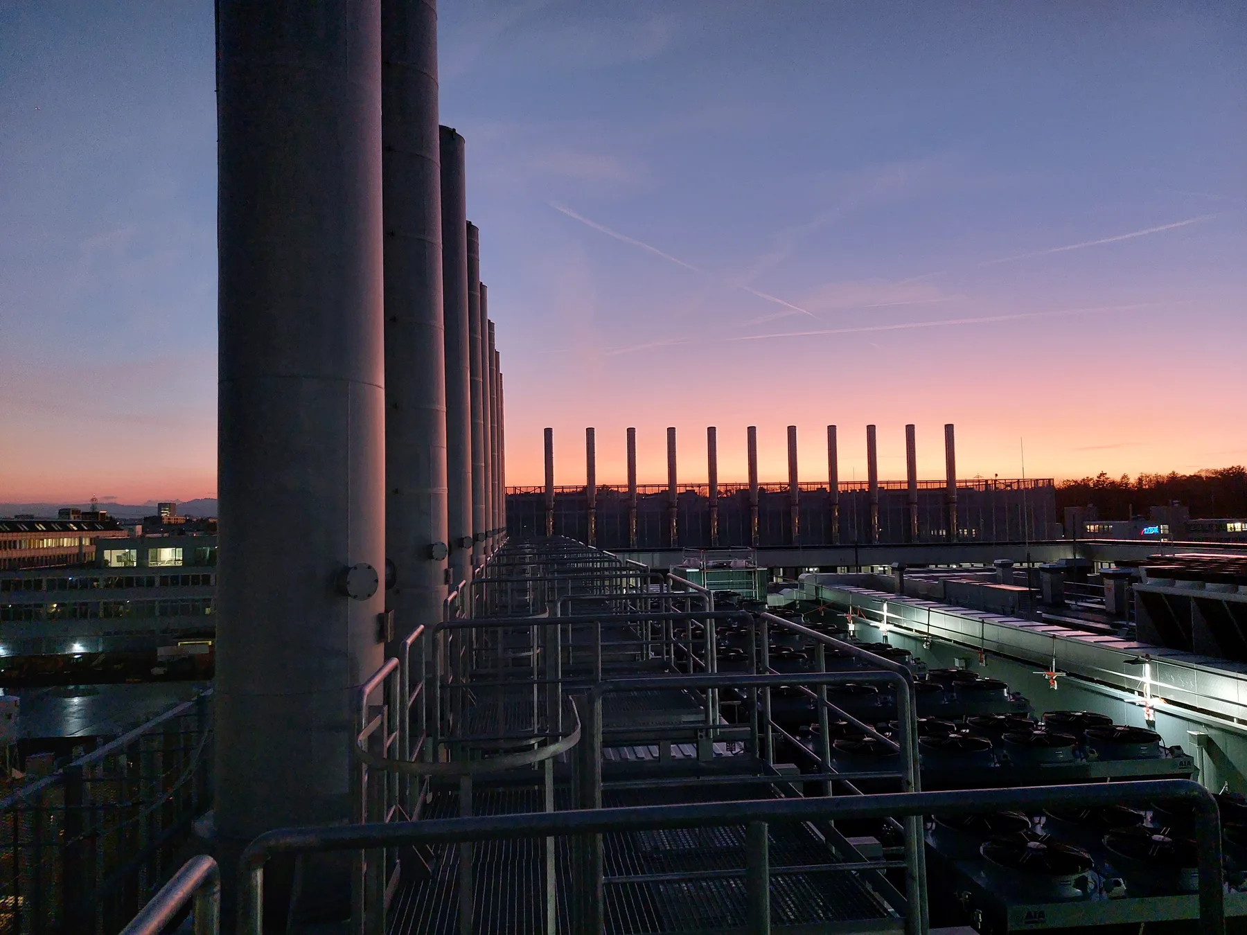 Skyline of all 21 containerised after-treatment systems installed at the Swiss datacenter