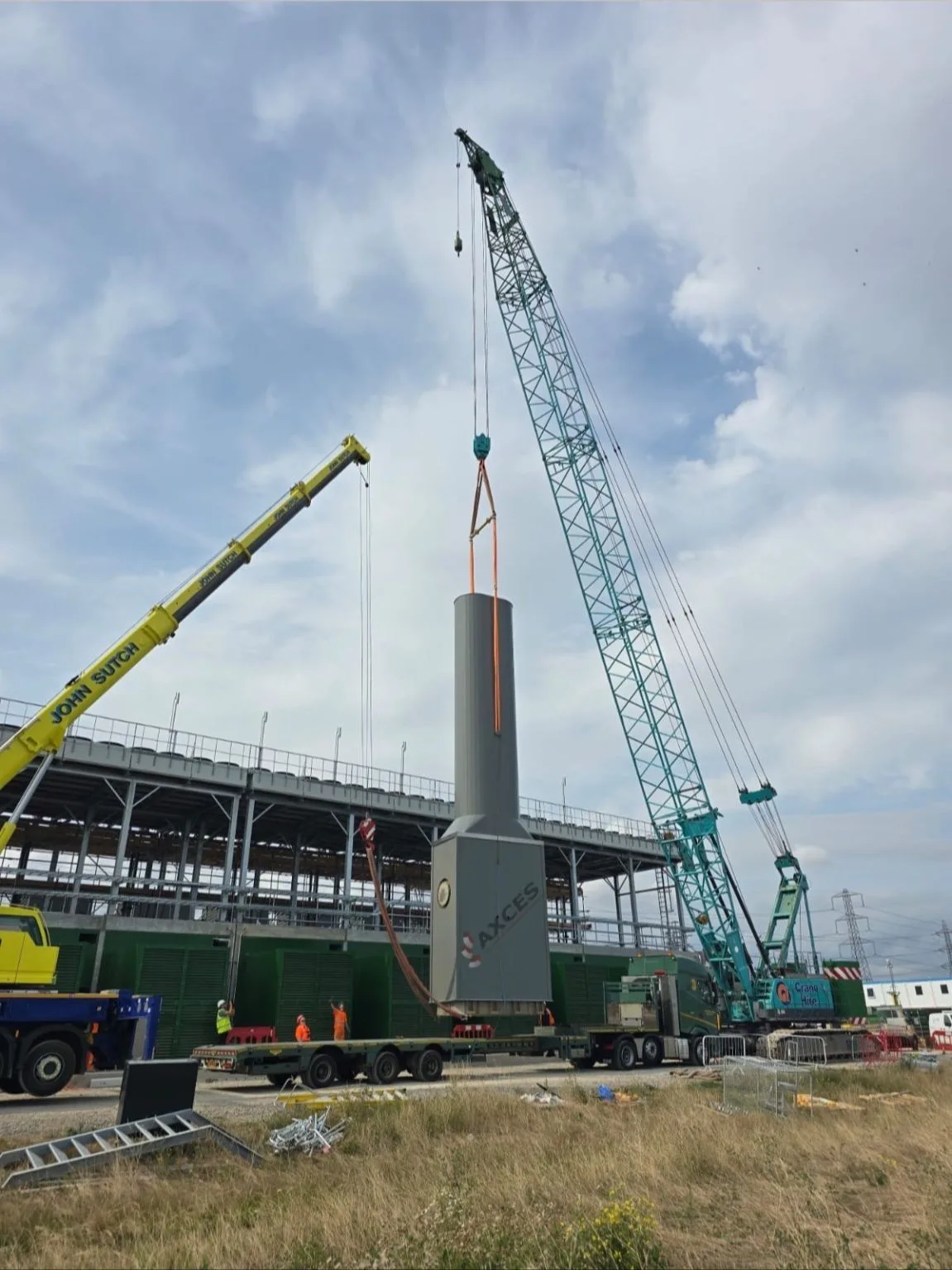 Exhaust system being installed at a 450 MW UK gas-engine power plant