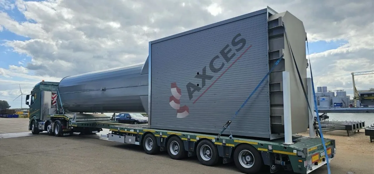Finished exhaust system for a UK power plant being transported to site